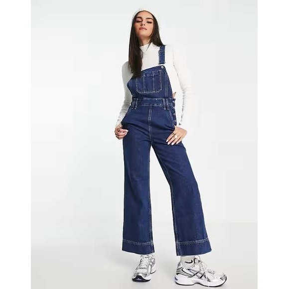 Other Stories Wide Leg Cropped Overalls Large 10 - Picture 2 of 16